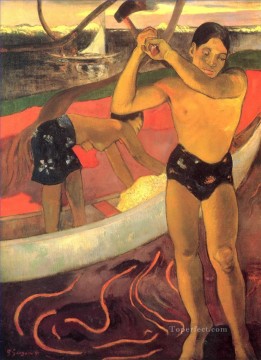 Paul Gauguin Painting - The man with the axe Paul Gauguin